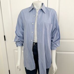 Lauren Ralph Lauren Light Blue Cotton Oversized Button Down Oxford